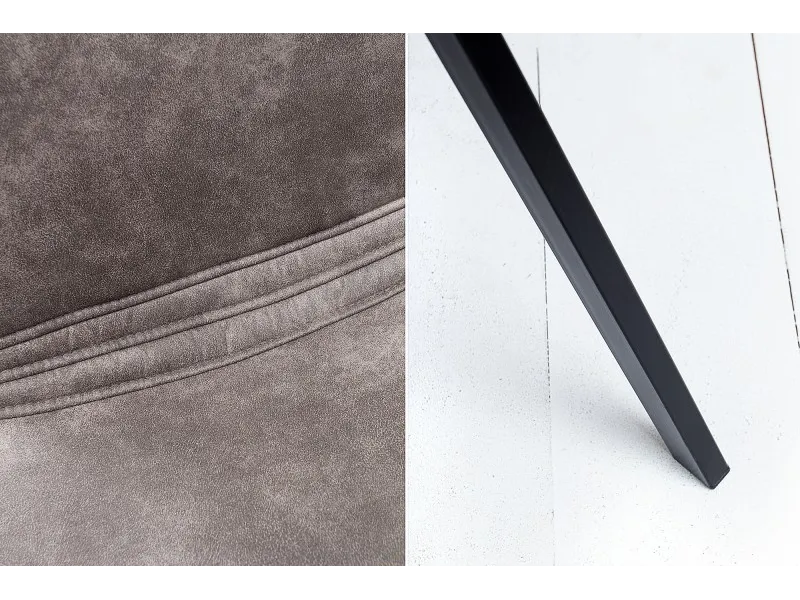 Lot de 4 chaises de salle à manger design scandinave coloris gris taupe en microfibre