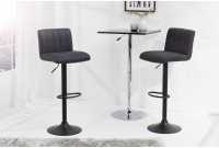 Lot de 2 tabourets de bar design coloris gris vintage en microfibre