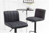 Lot de 2 tabourets de bar design coloris gris vintage en microfibre