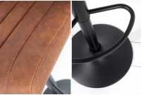 Lot de 2 tabourets de bar design coloris marron vintage en microfibre