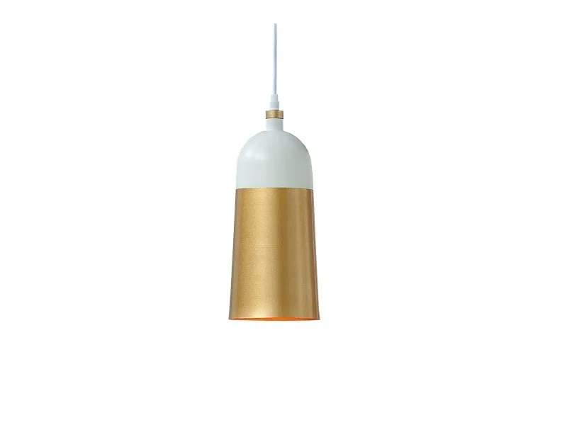 Lampe suspension design en métal de couleur dorée et blanche