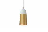 Lampe suspension design en métal de couleur dorée et blanche