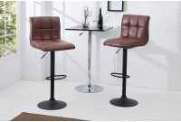 Lot de 2 tabourets de bar contemporain coloris brun vintage en microfibre