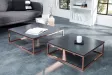 Ensemble de 2 tables basses design coloris anthracite et cuivre