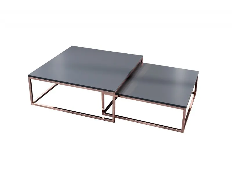 Ensemble de 2 tables basses design coloris anthracite et cuivre
