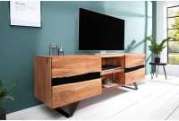 Meuble TV "Amazonas" en Acacia Massif - 160 cm à 2 portes et 2 niches