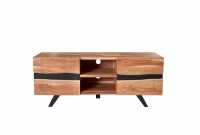 Meuble TV "Amazonas" en Acacia Massif - 160 cm à 2 portes et 2 niches