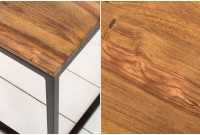 Table de salon contemporaine de 100cm en bois massif et métal coloris naturel et noir