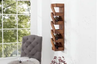 Porte-bouteilles mural design coloris naturel à 5 espace de rangement