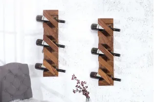 Porte-bouteilles mural design coloris naturel à 5 espace de rangement 2