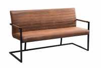Banc design rembourré coloris brun vintage en mircofibre avec piétement en métal