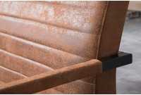 Banc design rembourré coloris brun vintage en mircofibre avec piétement en métal