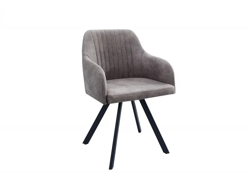 Chaise de salle à manger design vintage de couleur gris taupe en microfibre