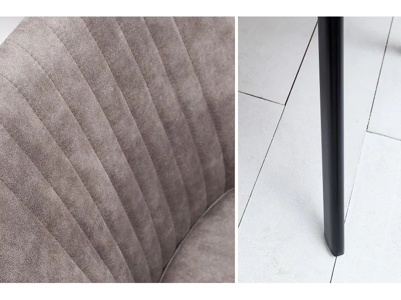 Chaise de salle à manger design vintage de couleur gris taupe en microfibre