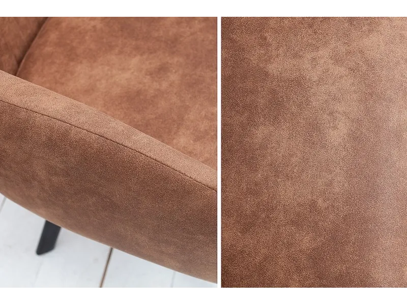 Chaise de salle à manger design vintage de couleur brun en microfibre