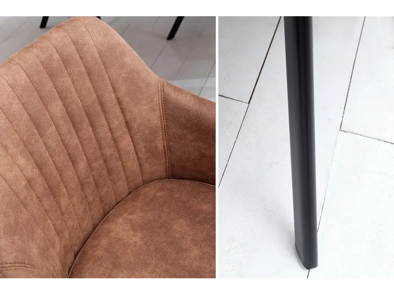 Chaise de salle à manger design vintage de couleur brun en microfibre