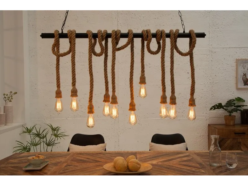 Suspension design marin naturel à 10 lampes