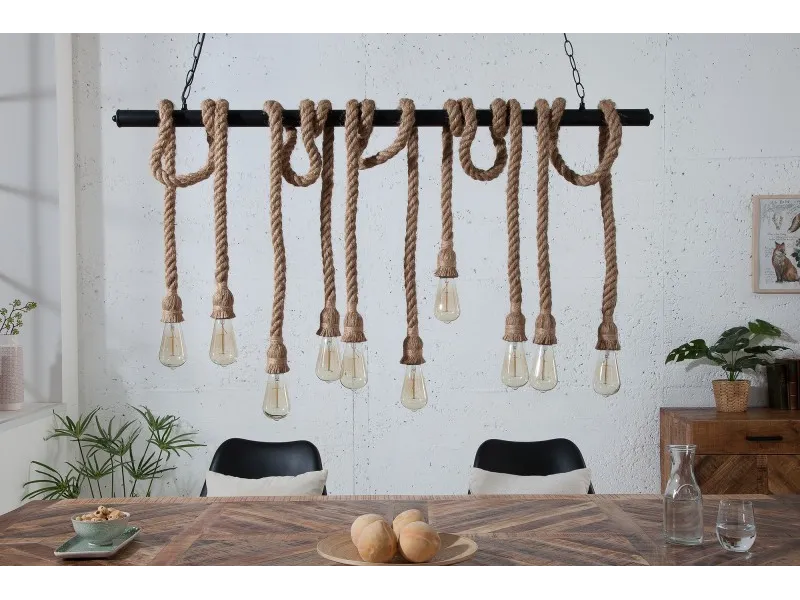 Suspension design marin naturel à 10 lampes