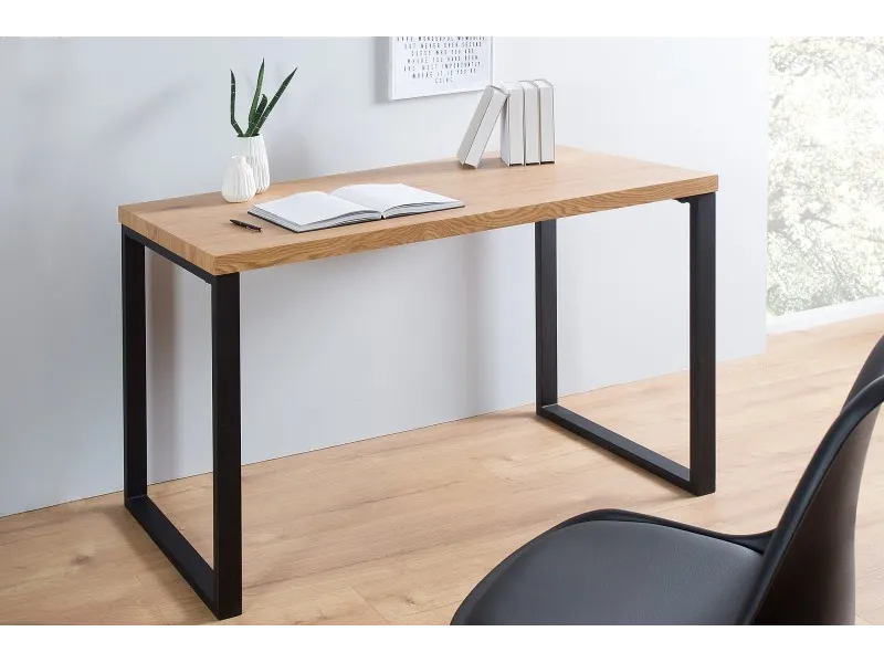 Table de bureau de 120x60 cm coloris naturel et noir