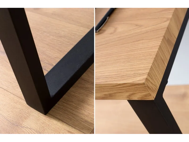 Table de bureau de 120x60 cm coloris naturel et noir