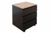 Caisson à roulettes moderne coloris noir et chêne à 3 tiroirs