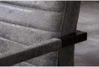 Banc design coloris gris antique en microfibre avec piétement en métal