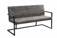 Banc design coloris gris antique en microfibre avec piétement en métal