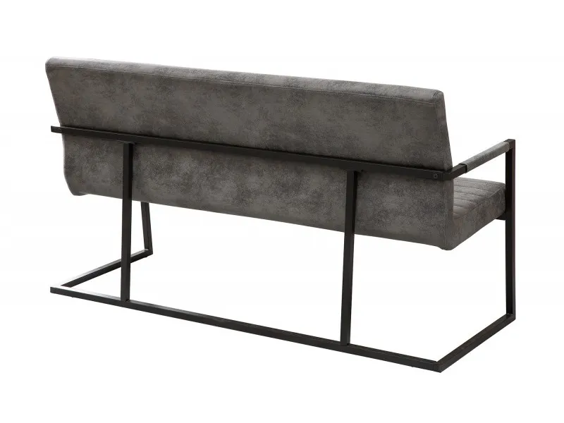 Banc design coloris gris antique en microfibre avec piétement en métal