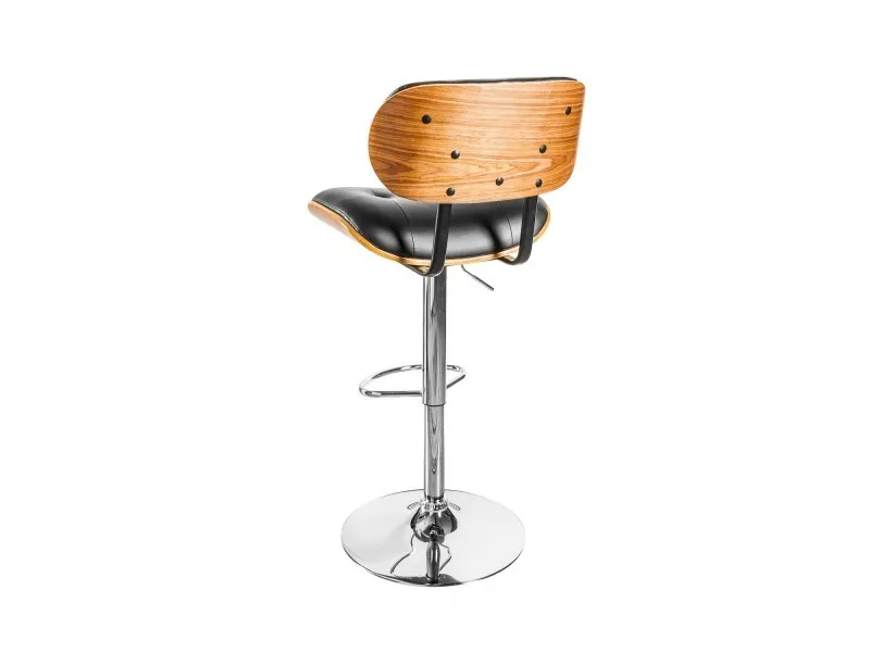 Tabouret de bar design rétro de couleur noire avec piétement réglable