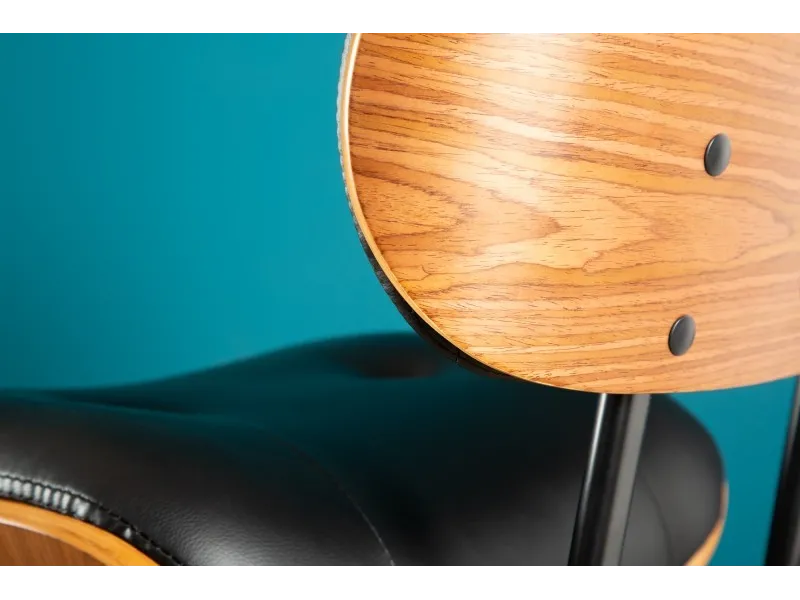 Tabouret de bar design rétro de couleur noire avec piétement réglable