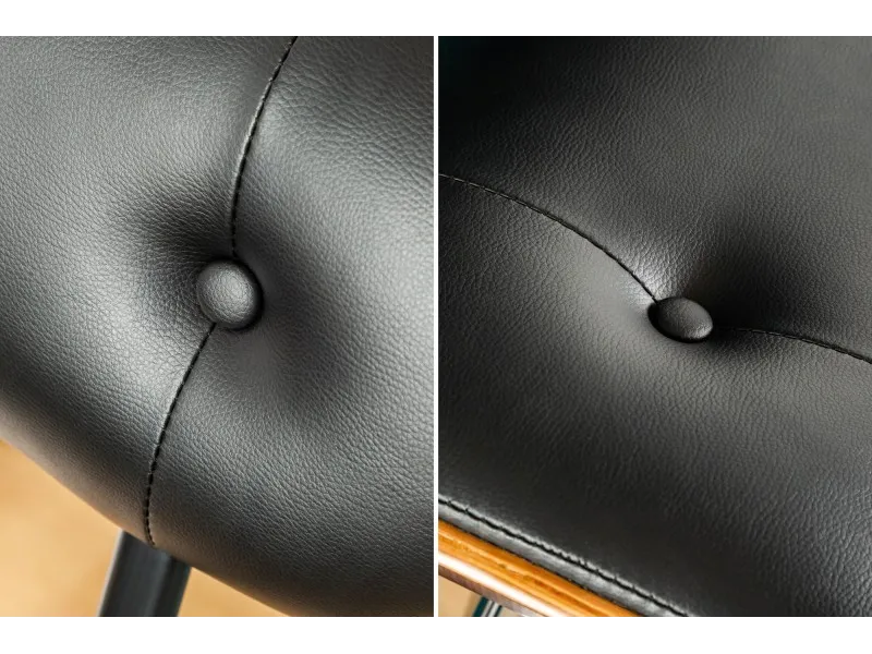 Tabouret de bar design rétro de couleur noire avec piétement réglable