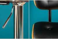 Tabouret de bar design rétro de couleur noire avec piétement réglable