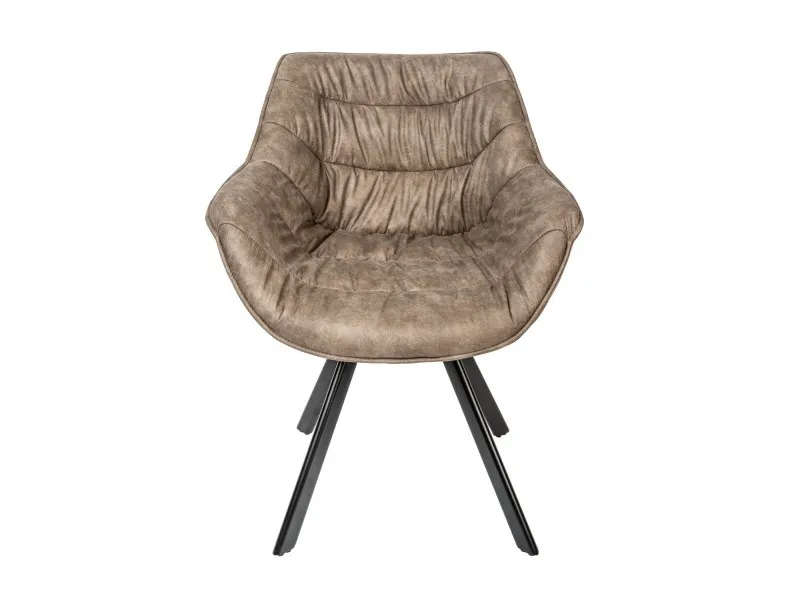 Lot de  2 Chaises design scandinave de salle à manger coloris taupe en microfibre avec piétement en métal