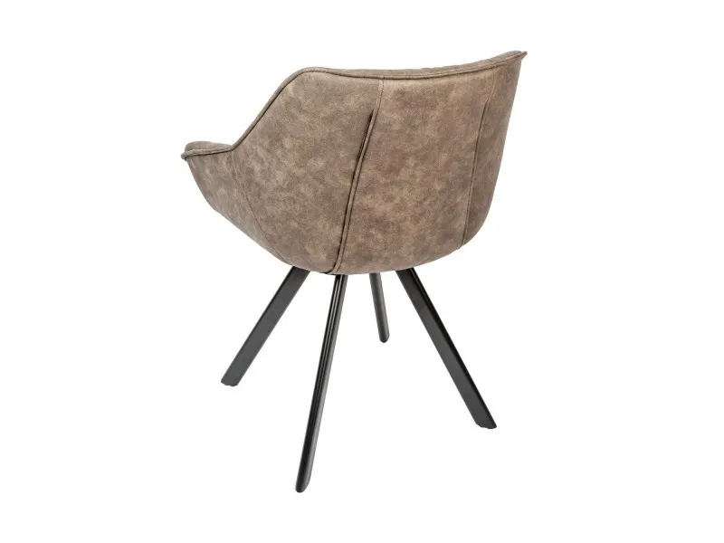 Lot de  2 Chaises design scandinave de salle à manger coloris taupe en microfibre avec piétement en métal