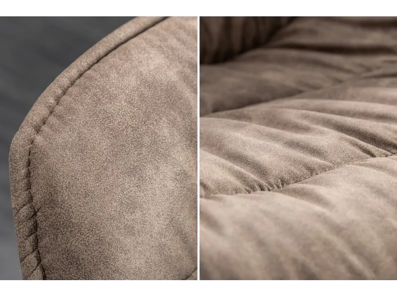 Lot de  2 Chaises design scandinave de salle à manger coloris taupe en microfibre avec piétement en métal