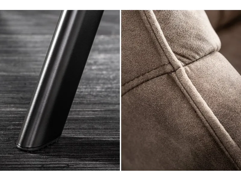 Lot de  2 Chaises design scandinave de salle à manger coloris taupe en microfibre avec piétement en métal