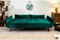 Canapé convertible design scandinave coloris vert en velours