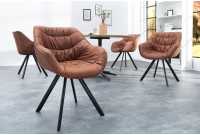 Chaise coloris marron en microfibre avec piétement en métal