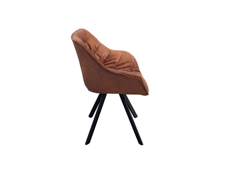 Chaise coloris marron en microfibre avec piétement en métal