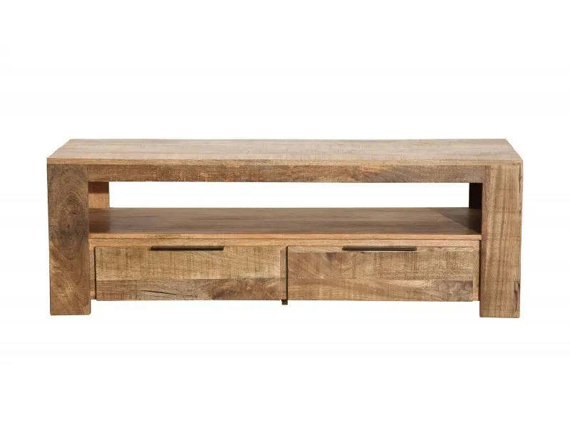 Meuble TV design industriel 130 cm en bois massif