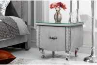 Table de chevet design baroque 47cm avec tiroir gris clair