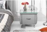 Table de chevet design baroque 47cm avec tiroir gris clair