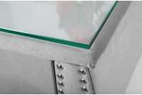 Table de chevet design baroque 47cm avec tiroir gris clair