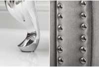 Table de chevet design baroque 47cm avec tiroir gris clair