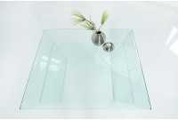 Table basse contemporaine en verre 70cm  avec étagère transparente
