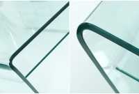 Table basse contemporaine en verre 70cm  avec étagère transparente