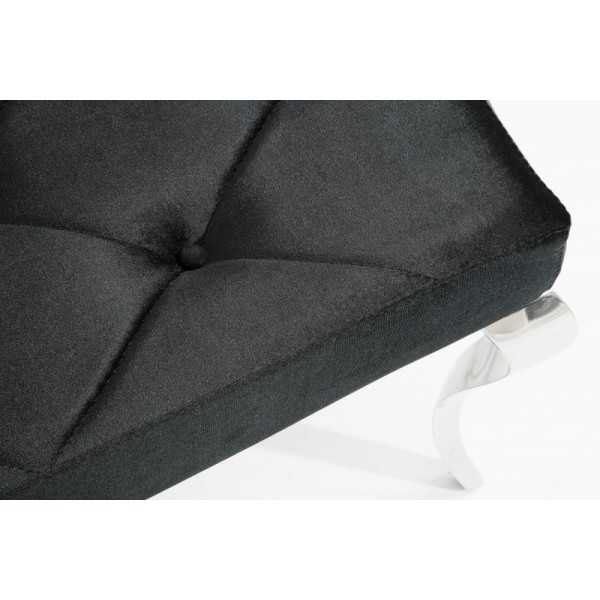 Banquette design BAROQUE 172cm en velours noir et acier inoxydable