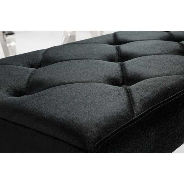 Banquette design BAROQUE 172cm en velours noir et acier inoxydable