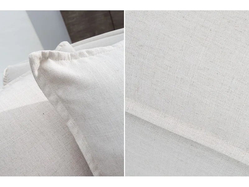 Grand canapé d'angle 255cm en lin naturel style campagnard