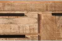 Bahut design industriel de couleur naturelle en bois massif à 2 portes et 3 tiroirs